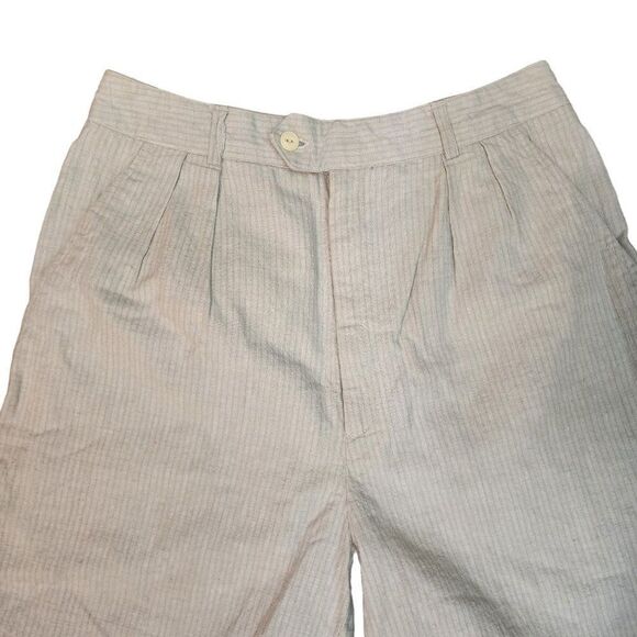 Vintage 90s Preppy Pleated Shorts Womens Size M White Stripe Pockets - Picture 5 of 7